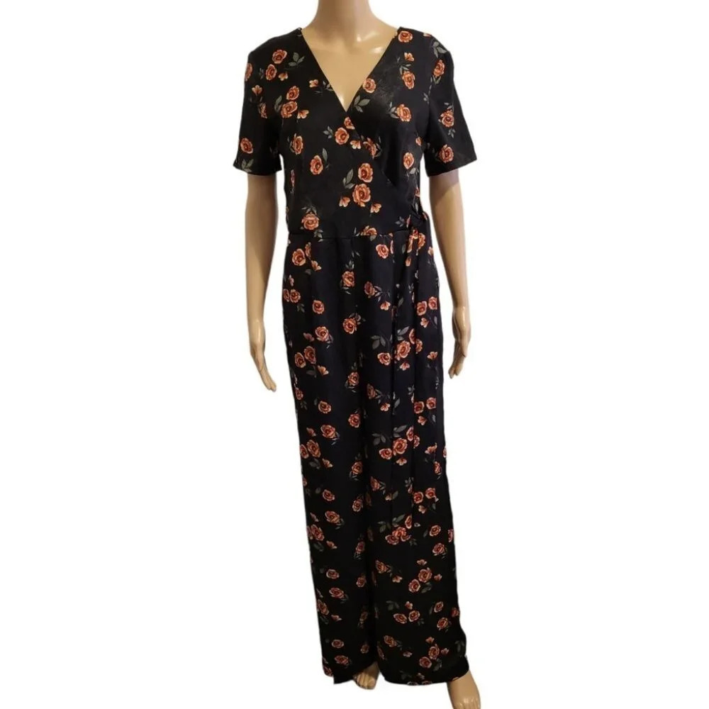 Xhilaration Women's Black Floral Jumpsuit (Size S)